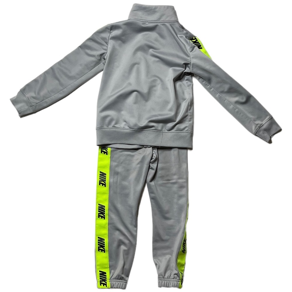 NIKE Boys Size 5 Silver & Neon Green Tircot Track Set - Picture 2 of 5